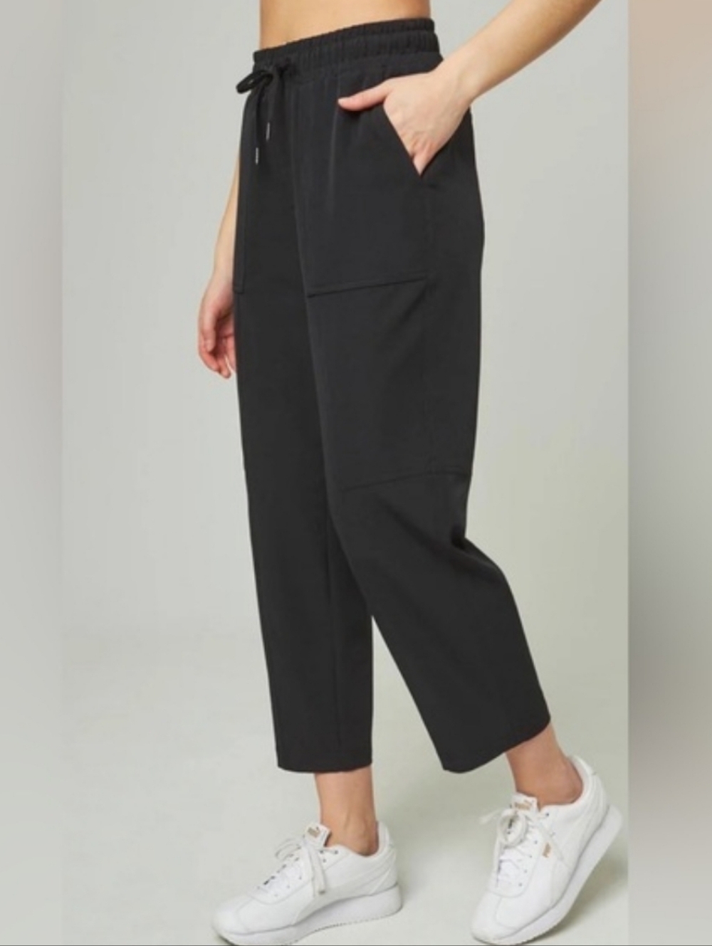 High rise textured ankle pant